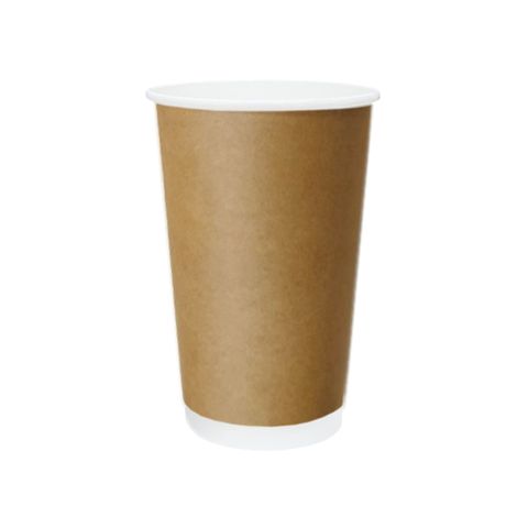 Truly Eco 16oz / 480ml KRAFT DOUBLE WALL Coffee Cups 90mm Diameter, Home Compostable, Aqueous Coated - SLEEVE=25 / BOX=500