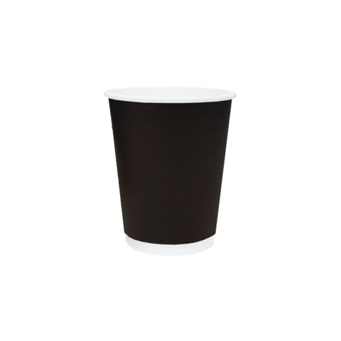 Truly Eco 8oz / 240ml BLACK DOUBLE WALL Coffee Cups 90mm Diameter, Home Compostable, Aqueous Coated - SLEEVE=25 / BOX=500