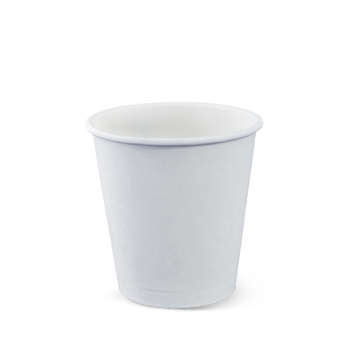 One Tray Hot Cup 8oz / 310ml White Squat Smooth Single Wall Short 90mm Rim - Box of 1,000