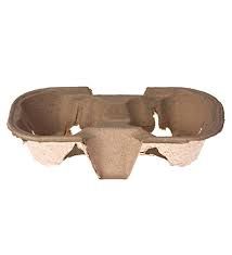 Hot Drink 2 Cup Carry Tray Mache Pulp Moulded Eco Egg Style - SLEEVE=100 / BOX=500
