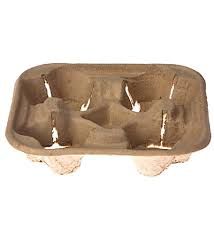 Hot Drink 4 Cup Carry Tray Mache Pulp Moulded Eco Egg Style - SLEEVE=150 / BOX=300