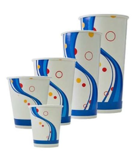 Milkshake Paper CUPS 24oz / 680ml Milk Shake Paper Cups Blue Print Design - SLEEVE=25 / BOX=500