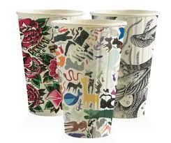 BioPak 16oz / 480ml Double Wall Art Series Coffee Cups 90mm Diameter - SLEEVE=40 / BOX=600