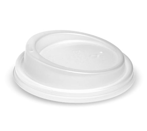 BioPak PLA Bio Degradable Lids White Frosted 80mm Diameter - Box of 1,000