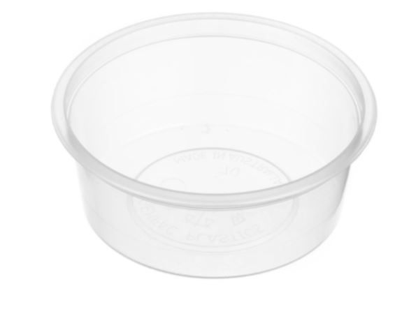Small Round Clear Plastic 70ml Sauce Container 80mm Diameter - SLEEVE=50 / BOX=1,000