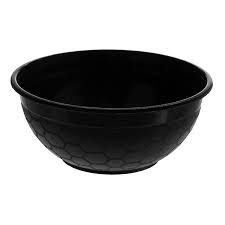 Round Black Premium Plastic Noodle Bowl 900ml with 180mm Diameter - SLEEVE=50 / BOX=400