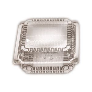 Clear Plastic Premium Large Square Clam Hinged Container 129mm(L) x 258mm(W) x 40mm(H) (CL2) - SLEEVE=125 / BOX=500