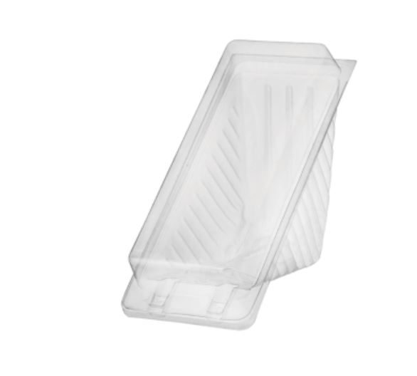 Clear Plastic Medium 2 Point Sandwich Wedge Container 140mm(L) x 55mm(W) x 65mm(H) - SLEEVE=100 / BOX=500