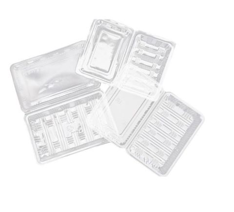 Clear Plastic Hinged Sushi Containers for 2 Sushi - Packet of 100