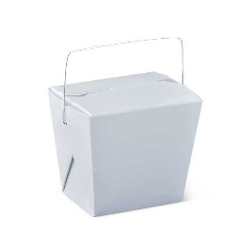 Detpak White Cardboard Noodle Box with Handle 16oz / 480ml - SLEEVE=50 / BOX=450