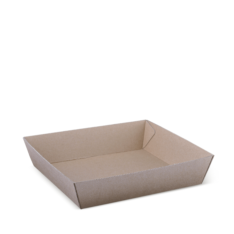 Eco Kraft Board Tray 2 Brown Cardboard 178mm(L) x 178mm(W) x 45mm(H) - SLEEVE=60 / BOX=240
