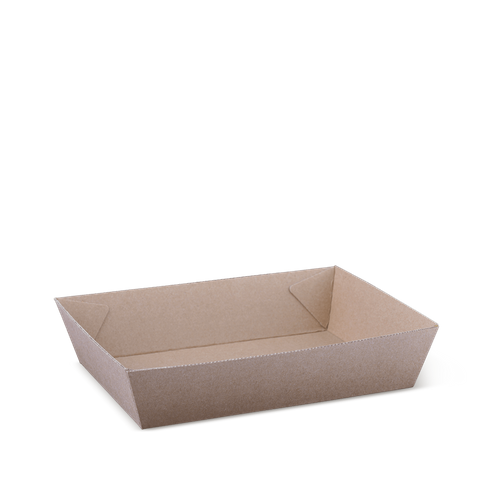 Eco Kraft Board Tray 3 Brown Cardboard 180mm(L) x 134mm(W) x 45mm(H) - SLEEVE=100 / BOX=400