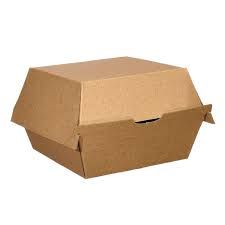 Eco Kraft Board Burger Boxes Brown Cardboard 105mm(L) x 105mm(W) x 85mm(H) - SLEEVE=25 / BOX-=250