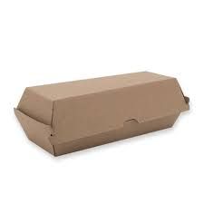 Eco Kraft Enviro Hot Dog Clam Boxes Kraft Cardboard 208mm(L) x 70mm(W) x 75mm(H) - SLEEVE=50 / BOX=200