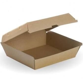 Eco Kraft Board Dinner Boxes Brown Cardboard 178mm(L) x 160mm(W) x 80mm(H) - SLEEVE = 50 / BOX = 200
