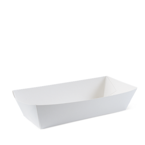 Detpak White Hot Dog Food Tray 190mm(L) x 70mm(W) x 50mm(H) -  Box of 500