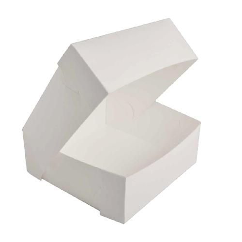 White Pastry / Cake Box 7" x 7" x 3" / 175mm(L) x 175mm(W) x 75mm(H) - Packet of 50