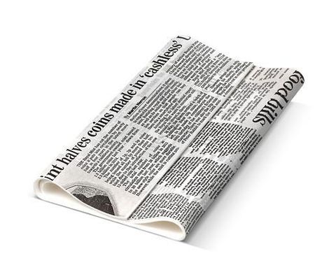 Foopak News Print Lunchwrap Greaseproof Paper 4 Cut 330mm(W) x 220mm(L) - Packet of 1,600