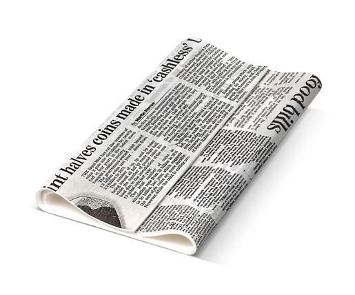 Foopak News Print Lunchwrap Greaseproof Paper 4 Cut 330mm(W) x 220mm(L) - Packet of 1,600