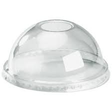 BioPak PLA Clear Dome Lids with Straw Hole suit 300ml - 700 ml Cups - Box 1,000