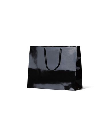 Laminated Large Gloss Emerald Black Paper Bags Rope Handle 250mm(L) x 330mm(W) x 125mm(H) - Box of 100