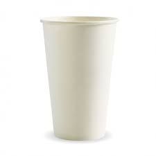 BioPak 16oz / 480ml Single Wall Biodegradable PLA Coffee Cups Plain White 90mm Diameter - Box of 1,000