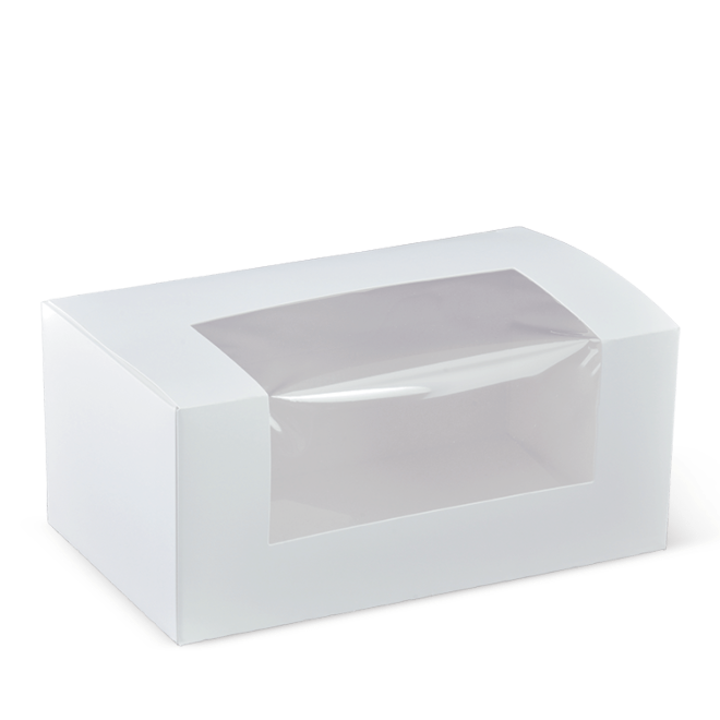 Detpak Window 7" Patisserie / Donut / 2 Cupcake Box White - 180mm(L) x 110mm(W) x 80mm(H) - Box of 400