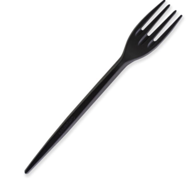 Future Friendly Medium Weight 6.5" 100% CPLA Fork - Black - SLEEVE=100 / BOX=1,000 **(Restricted Use Item - Qualifying Customers Only)