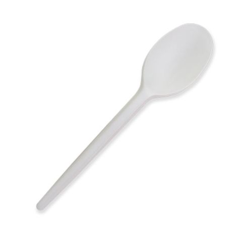Compostable 150mm PLA Spoon 100% Bioplastic White - SLEEVE=100 / BOX=1,000