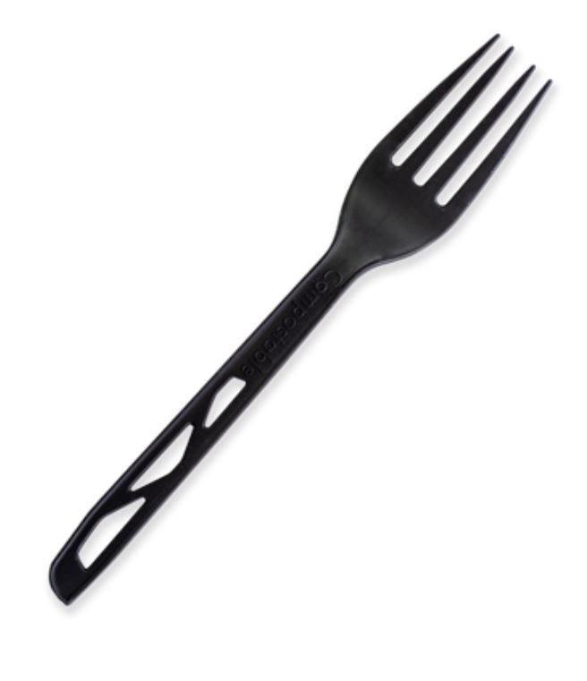 Future Friendly Heavy Duty 17cm 100% CPLA Fork - Black - SLEEVE=100 / BOX=1,000 **(Restricted Use Item - Qualifying Customers Only)