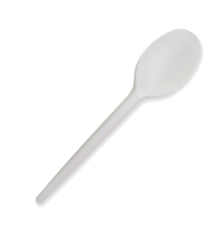 Future Friendly Heavy Duty 12.5cm Small 100% CPLA Teaspoon - White - SLEEVE=100 / BOX=2,000 **(Restricted Use Item - Qualifying Customers Only)