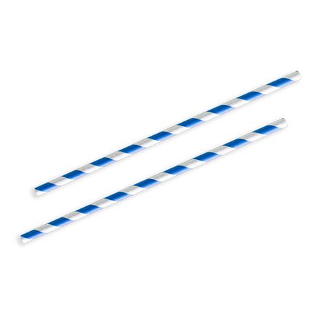 Future Friendly Blue Striped 3 Ply Regular Paper Straws - SLEEVE=250 / BOX=2,500