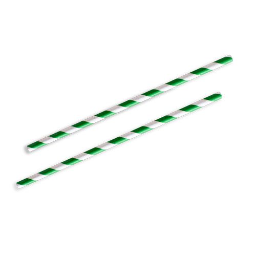 Paper Straw Green Striped 3 Ply Regular Paper Straws - SLEEVE=250 / BOX=2,500