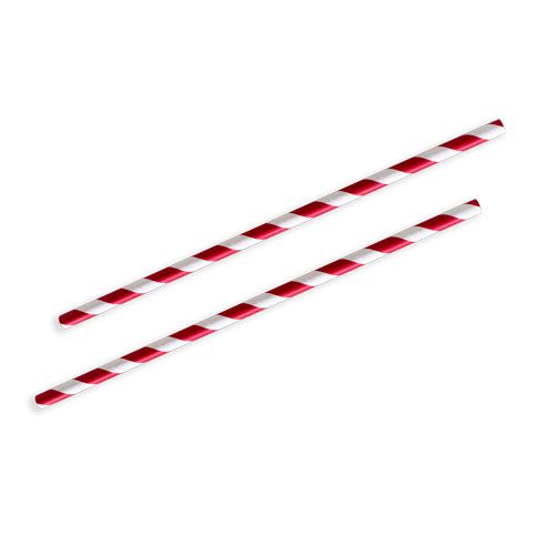 Paper Straw Red Striped 3 Ply Regular Paper Straws - SLEEVE=250 / BOX=2,500