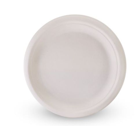 Compostable 7" Round Sugarcane Plates - SLEEVE=50 / BOX=1,000
