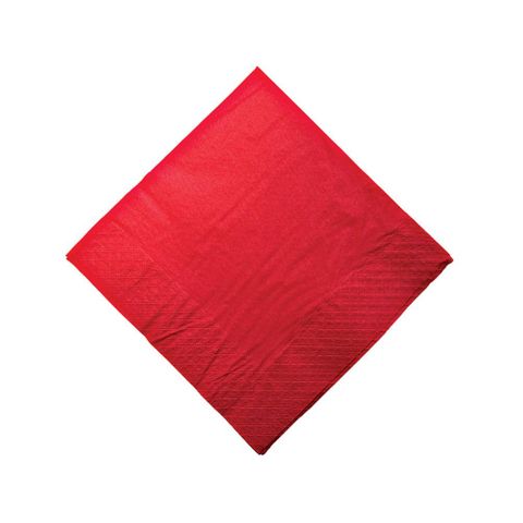 Red 2 Ply Dinner Serviettes 1/4 Fold 400mm x 400mm - Box of 1,000