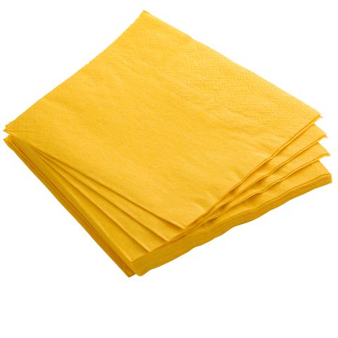Yellow 2 Ply Dinner Serviettes 1/4 Fold 400mm x 400mm - Box of 1,000