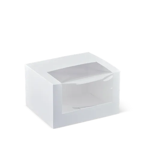 Detpak Flat Window Patisserie / Donut / 1 Cupcake Box White - 130mm(L) x 110mm(W) x 80mm(H) - Box of 800