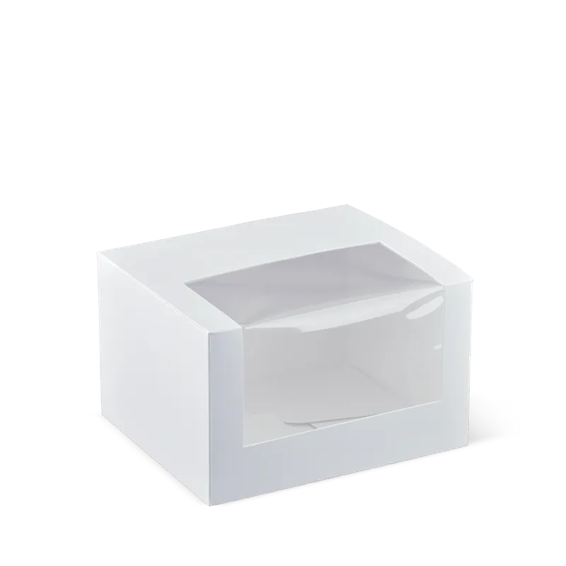 Detpak Flat Window Patisserie / Donut / 1 Cupcake Box White - 130mm(L) x 110mm(W) x 80mm(H) - Box of 800