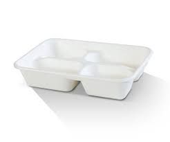 Sugarcane Tray-4 Compartment 245mm x 160mm x 49.6mm - Box of 300