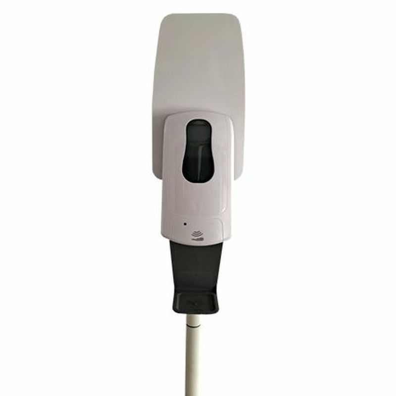 Automatic Hand Sanitiser Station with Stand and 1,000ml Dispenser in White (easy fill) - Set (base, stand + dispenser)