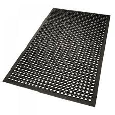 Black Rubber Floor Mat Heavy Duty Large with Holes 1500mm x 900mm - Each
