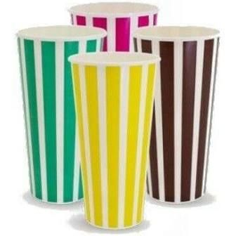 Printed 16oz / 485ml Milk Shake Paper CUPS Candy Stripe Rainbow Design - SLEEVE=50 / BOX=1,000