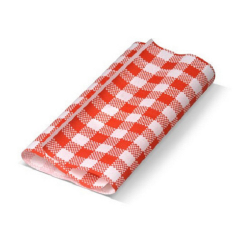 Gingham Greaseproof Paper 190mm x 310mm Red(Burgundy) / White Check - Packet of 200 Sheets