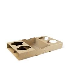 Cardboard Carry Tray 4 Cup Holder Perforated (Holds 2 or 4 Cup) - Box of 100