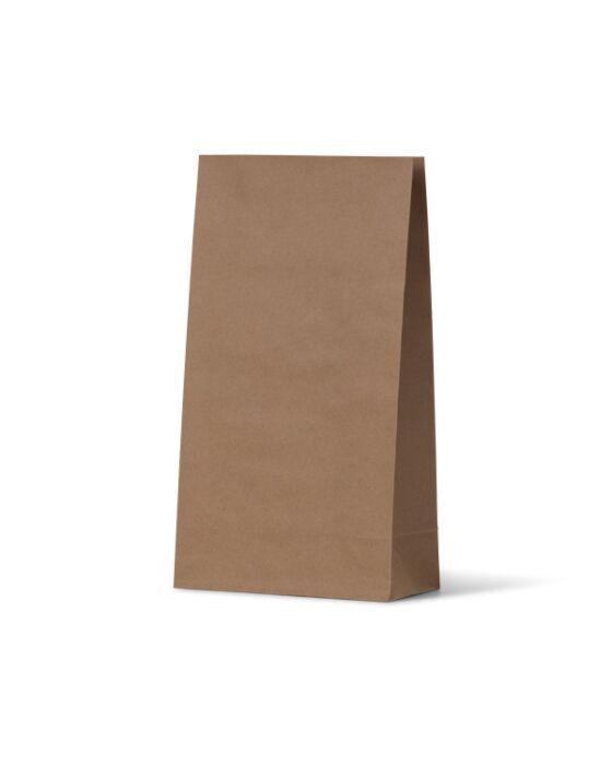 SOS 2 Flat Bottom Medium Bag Brown 260mm(H) x 130mm(W) + 80mm Gusset - Carton 500