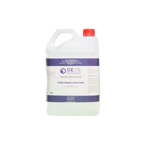 DEJ Food Safe Sanitiser No Rinse Formula (Dilute 70ml per Litre) - 5L