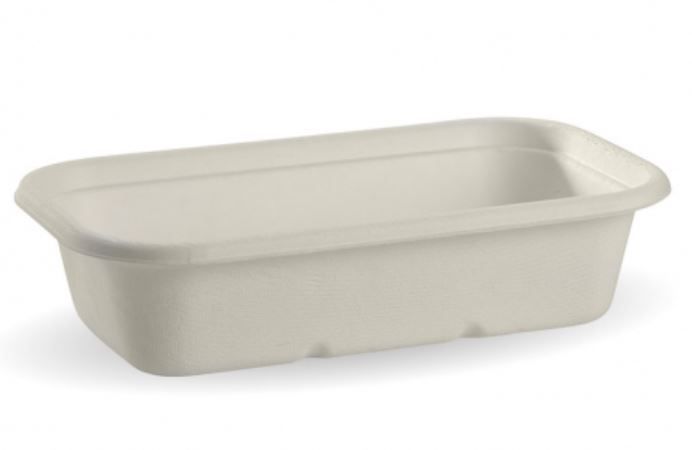 BioPak Bio Cane 1,000ml White Rectangular Takeaway Bases - Box of 500