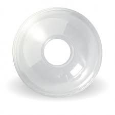 BioPak PLA Clear Dome Lid with 22mm Hole Suit 300ml - 700ml Clear Cups - Box 1,000