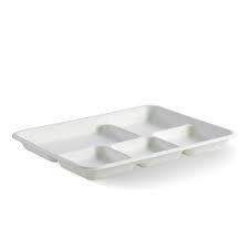 BioPak Shallow 5 Compartment Bio Cane Tray 260mm(L) x 210mm(W) x 25mm(H) - Box of 500 (**Special Order**)